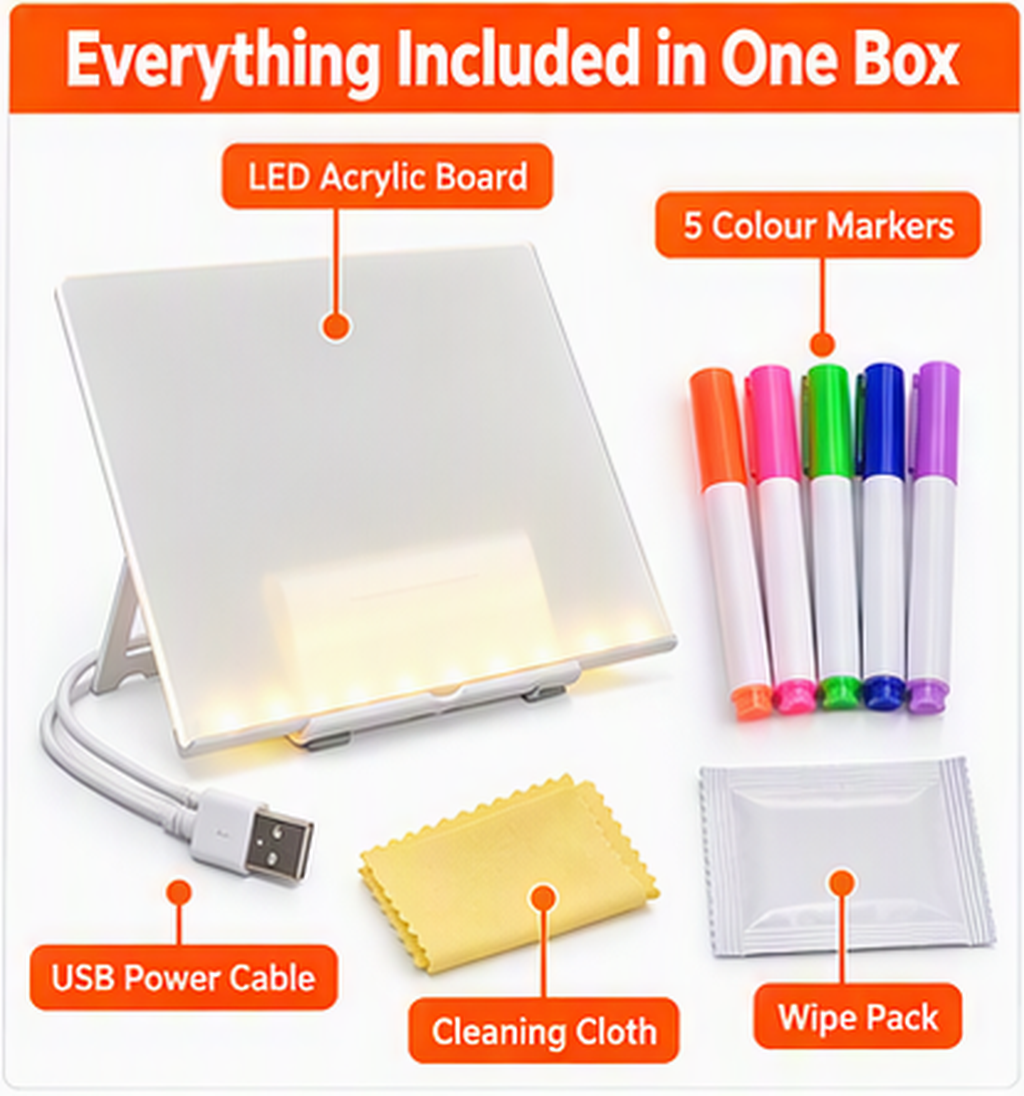 Light-Up Acrylic Message Board with Stand