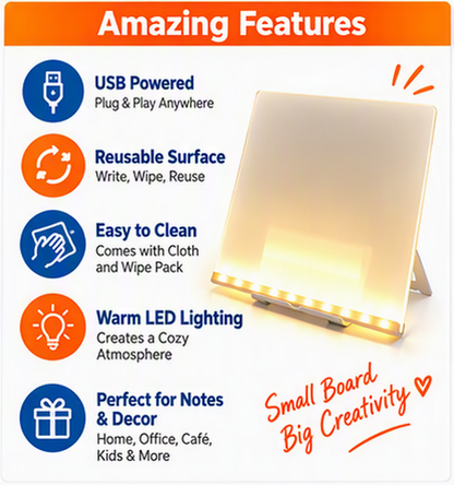 Light-Up Acrylic Message Board with Stand
