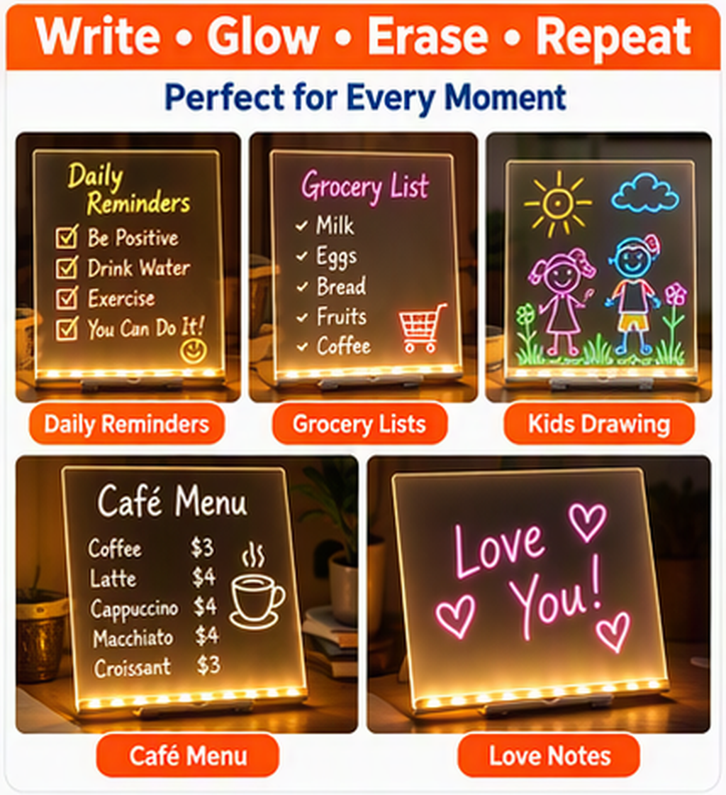 Light-Up Acrylic Message Board with Stand