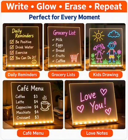 Light-Up Acrylic Message Board with Stand