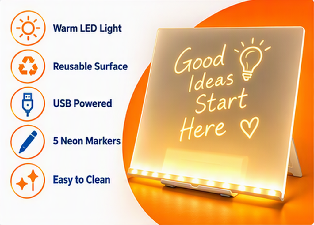 Light-Up Acrylic Message Board with Stand