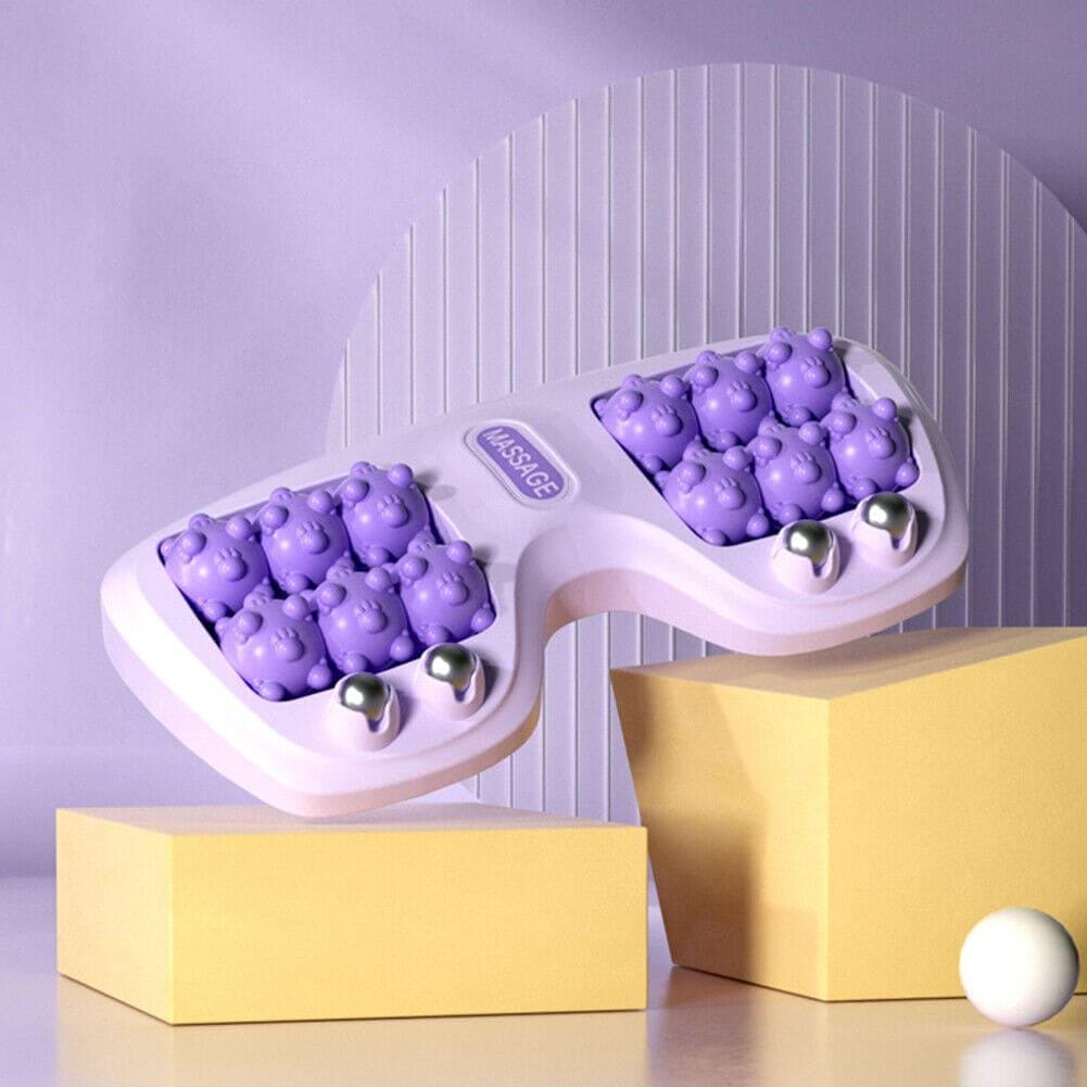 Manual Foot Massager, featuring purple bear‑shaped massage nodes and silver roller balls
