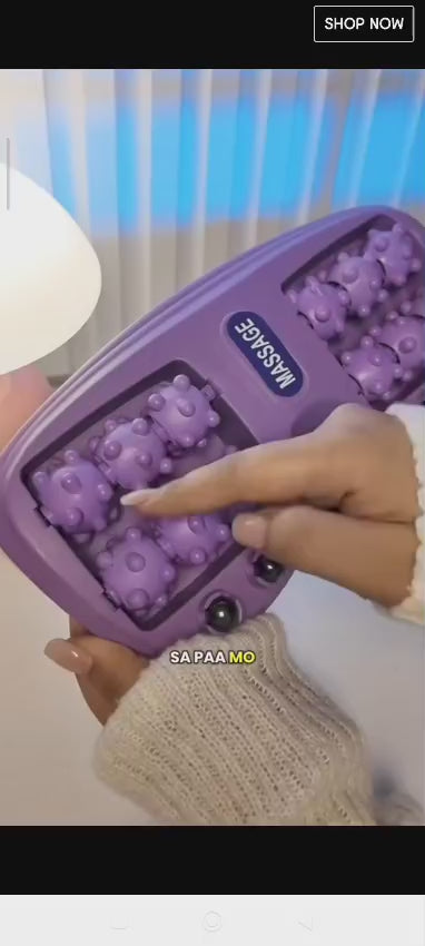 Manual Foot Massager, featuring purple bear‑shaped massage nodes and silver roller balls
